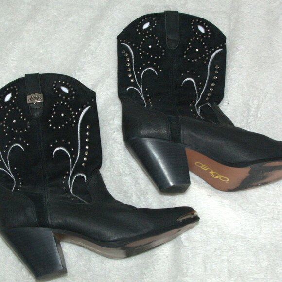 Dingo Black Ankle Boots with White Accents - Picture 2 of 6